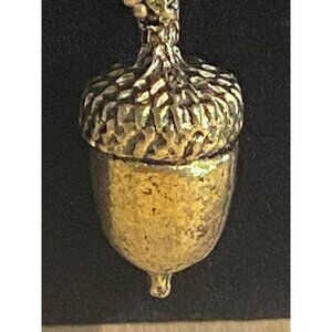 Vintage Gold Acorn Pendant Necklace On Ball Chain - Quirky Nature-Inspired Jewel